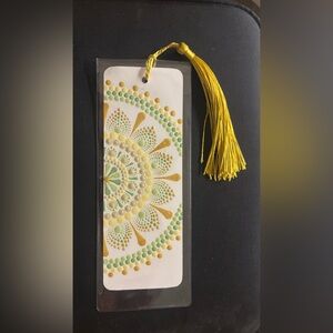 Hand Painted Mandala Bookmark with Gold Tassel – Handmade Dot Art